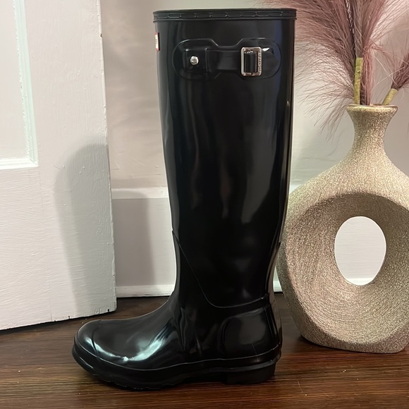 Hunter Tall Black Rain Boots Size 8 - Picture 6 of 7